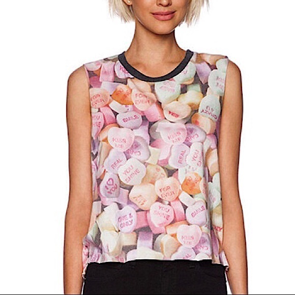 Chaser New Candy Print Sweet Hearts tee S - Picture 1 of 9